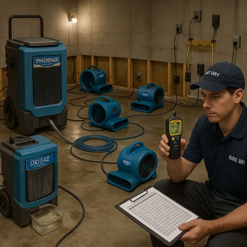 Structural Drying and Dehumidification process in Brookmont, MD